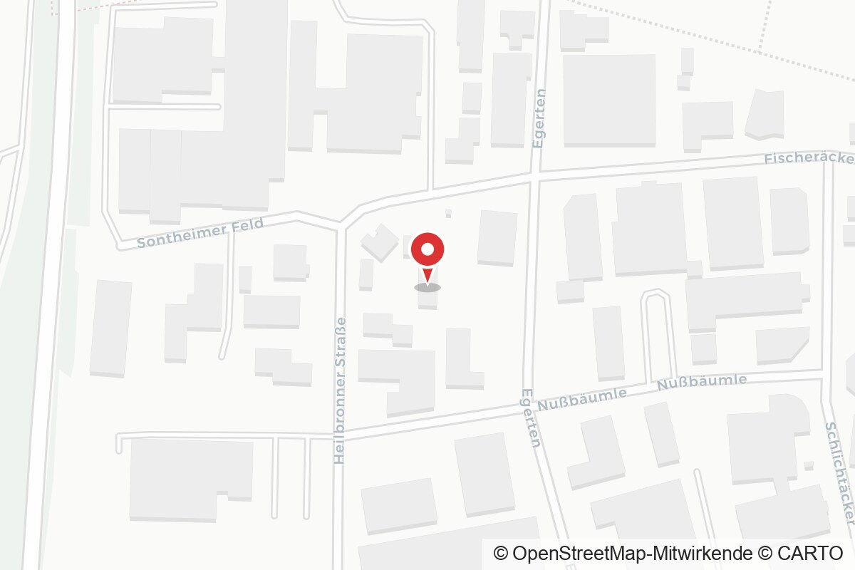 Kartenausschnitt von Talheim bei Heilbronn: der Standort Heilbronner Straße 22 liegt im Gewerbegebiet an der B 27, nördlich des Ortskerns